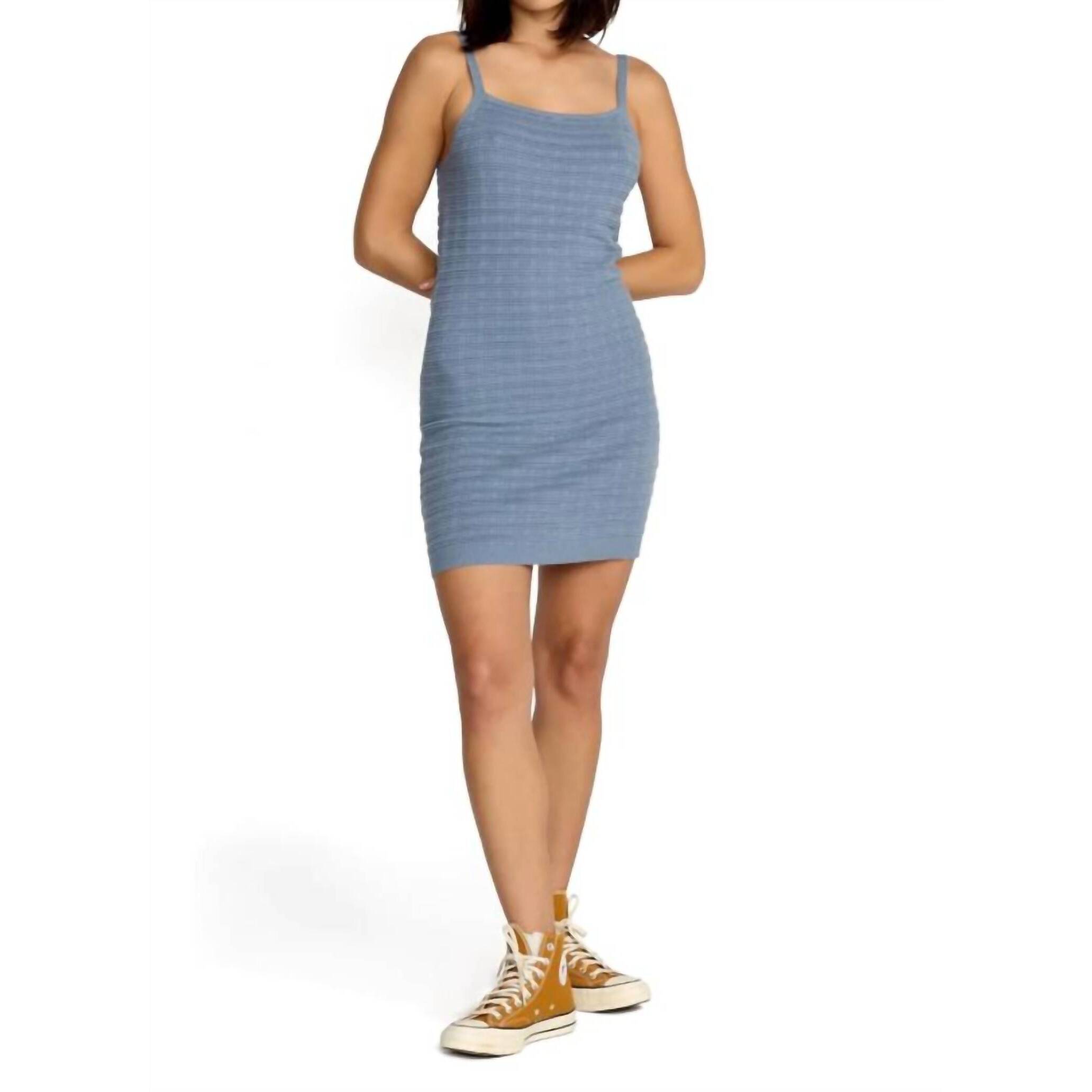 New Volcom Gurrl Gang Knit Mini Dress In Carolina Blue